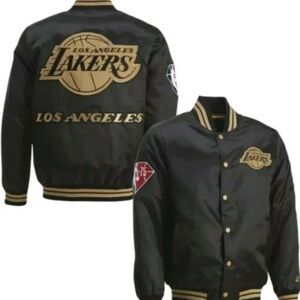 STARTER Black and Gold Varsity Bomber Jacket